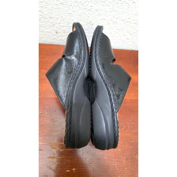 Firm Comfort Women Black Leather Slide Sandals Adjustable Straps Size 39 /8.5 US - Picture 4 of 7